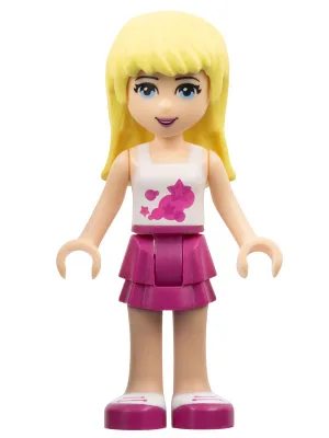 Friends Stephanie - Magenta Layered Skirt, White Halter Top with Circles and Stars