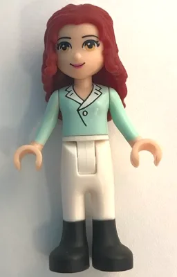 Friends Theresa - White Riding Pants, Light Aqua Long Sleeve Top with Collar