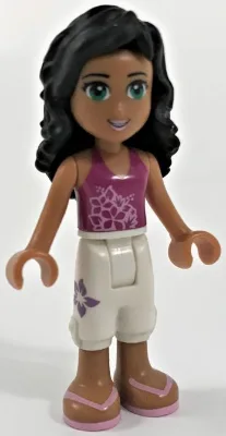 Friends Ella - Magenta Halter Top with Flowers, White Cropped Trousers, Bright Pink Sandals