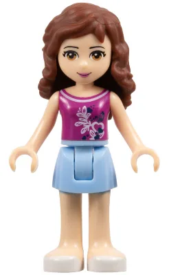 Friends Olivia (Hellnougat) – Hellblauer Rock, Magenta-Top