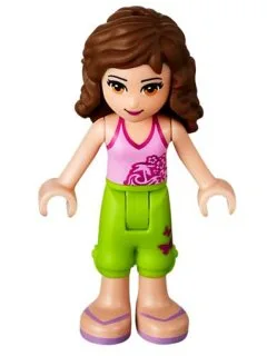 Friends Olivia (Light Nougat) - Lime Cropped Trousers, Bright Pink Top