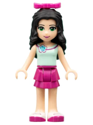 Friends Emma - Magenta Layered Skirt, Light Aqua Top with Flower, Bow