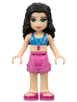 Friends Emma - Dark Pink Shorts, Bikini Top With Whistle, Bow