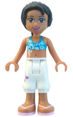 Friends Joanna - White Cropped Trousers, Dark Azure Bikini Top