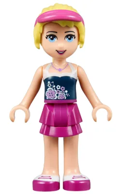 Friends Stephanie - Magenta Layered Skirt, Dark Blue Top, Hair with Visor
