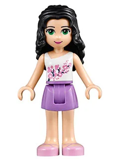 Friends Emma - Medium Lavender Skirt, White Top with Pink Flowers