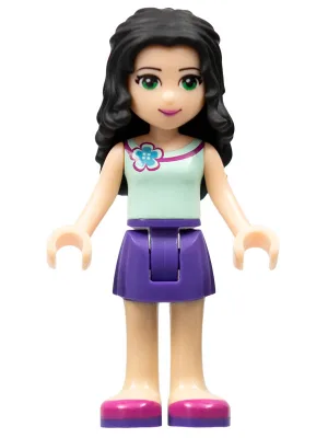 Friends Emma - Dark Purple Skirt, Light Aqua Top with Flower at Neck