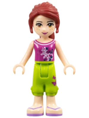 Friends Mia - Lime Cropped Trousers, Magenta Top