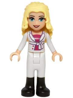 Friends Liza - White Riding Pants, Magenta Top and White Jacket with Bow