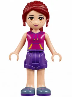 Friends Mia - Dark Purple Shorts, Magenta Top with Orange and Dark Purple Stripes