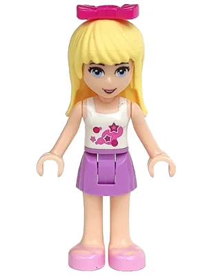 Friends Stephanie - Medium Lavender Skirt, White Top with Stars, Magenta Bow