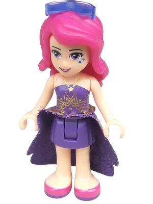 Friends Livi - Dark Purple Skirt, Dark Purple Top with Gold Stars Pattern, Dark Purple Cloth Skirt with Gold Stars, Sunglasses