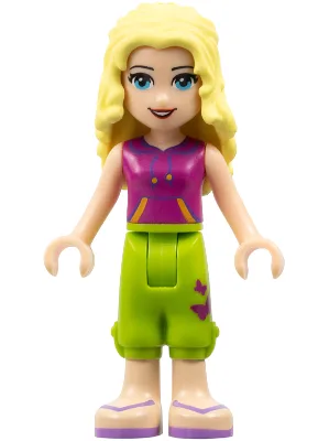 Friends Liza - Lime Cropped Trousers, Magenta Top