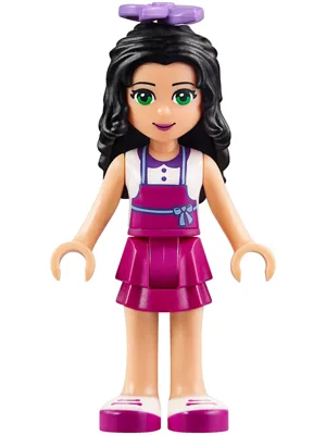Friends Emma - Magenta Layered Skirt, White Top with Magenta Apron, Medium Lavender Flower