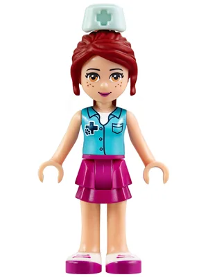 Friends Mia - Magenta Layered Skirt, Medium Azure Top with Cross Logo and Nurse Hat