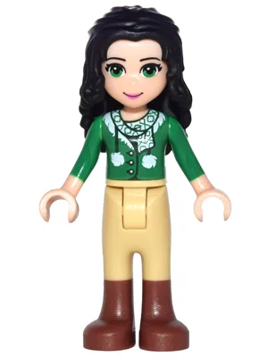 Friends Emma - Tan Riding Pants, Green Sweater with Scarf