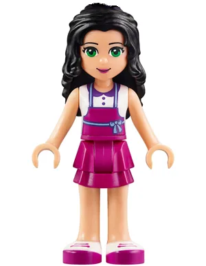 Friends Emma - Magenta Layered Skirt, White Top with Magenta Apron