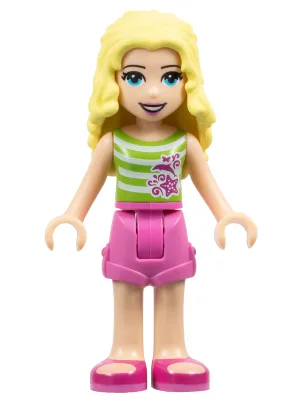 Friends Liza - Dark Pink Shorts, Green Top with White Stripes