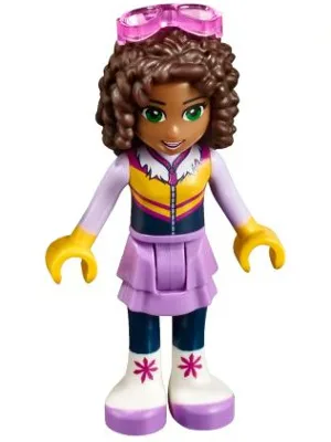 Friends Andrea - Medium Lavender Skirt, Ski Vest, Glasses
