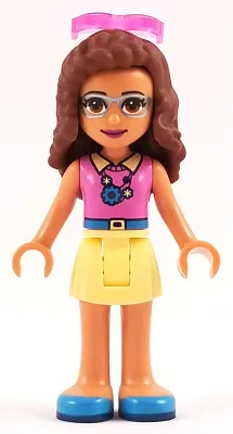 Friends Olivia (Nougat) - Bright Light Yellow Skirt, Dark Pink Top, Sunglasses