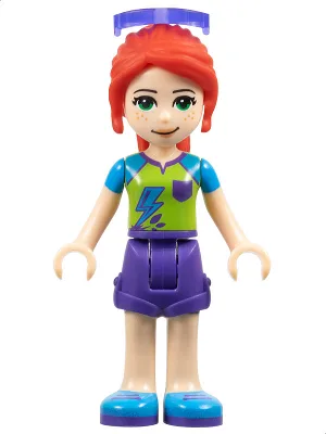 Friends Mia - Dark Purple Shorts, Lime Top, Red Hair, Sunglasses