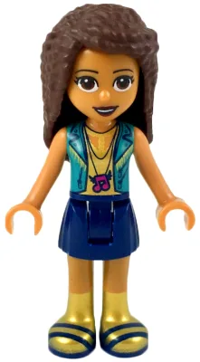 Friends Andrea - Dark Blue Skirt, Gold Top with Dark Turquoise Vest
