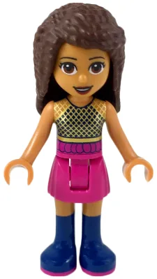 Friends Andrea - Dark Pink Skirt, Black Top with Gold Mesh