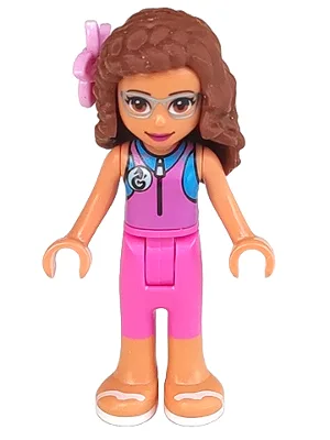 Friends Olivia (Nougat) - Dark Pink Wetsuit, Flower