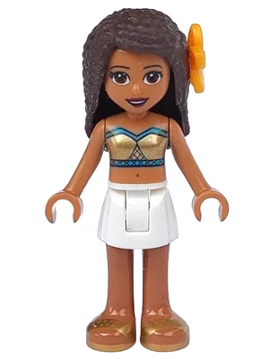 Friends Andrea - White Skirt, Dark Turquoise and Gold Swimsuit Tube Top, Flower