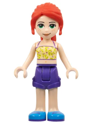 Friends Mia - Dark Purple Shorts, Yellowish Green Top with Vines