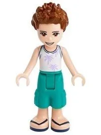 Friends Ethan - Dark Turquoise Shorts, White Top with Palm Trees