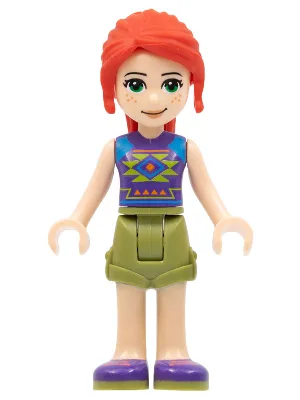 Friends Mia - Olive Green Shorts, Dark Purple Shoes and Top with Diamonds and Triangles