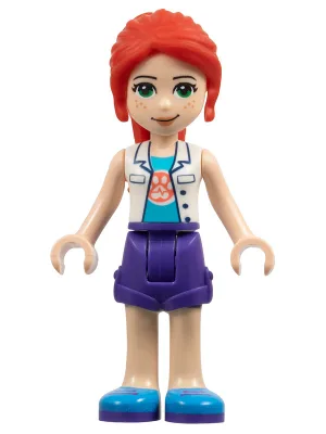 Friends Mia - Dark Purple Shorts, White Top with Paw Print Undershirt