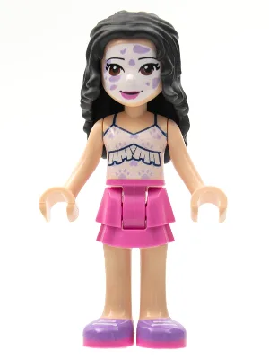 Friends Emma - Dark Pink Skirt, White Ruffled Tank Top, Face Paint