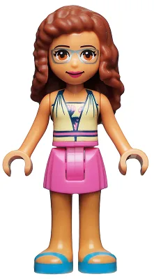 Friends Olivia (Nougat) - Dark Pink Skirt, Halter Top with Strawberries