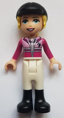 Friends Stephanie - White Riding Pants, Magenta Jacket, Riding Helmet with Bright Light Yellow Ponytail