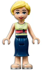 Friends Marisa - Dark Blue Skirt, Yellowish Green Shirt with Coral Belt, Silver Sandals