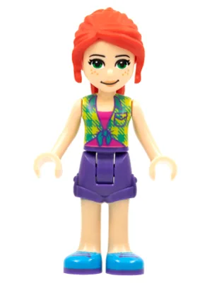 Friends Mia - Lime Plaid Shirt, Dark Purple Shorts