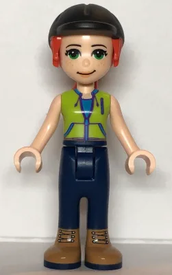 Friends Mia - Dark Blue Trousers, Lime Jacket Top, Black Riding Helmet