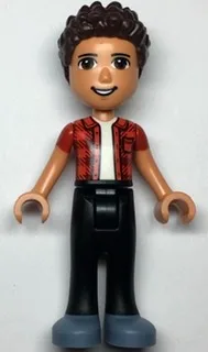 Friends River - Sand Blue Shoes, Black Jeans, Red Checkered Shirt with White Undershirt