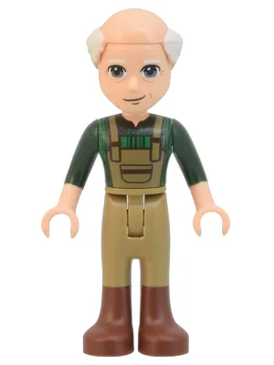 Friends Marcel - Dark Green Plaid Shirt and Overalls, Dark Tan Pants with Boots