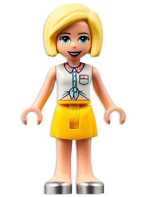Friends Roxy - White Collared Shirt, Yellow Skirt, Silver Shoes