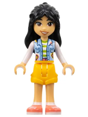 Friends Liann - Bright Light Blue Vest with Pockets, Bright Light Orange Shorts, Coral Shoes