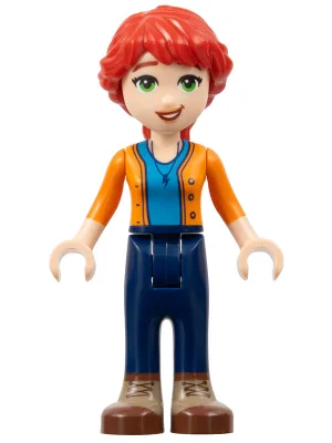 Friends Mia (Adult) - Dark Azure Shirt, Orange Sweater, Dark Blue Pants, Dark Tan and Reddish Brown Boots