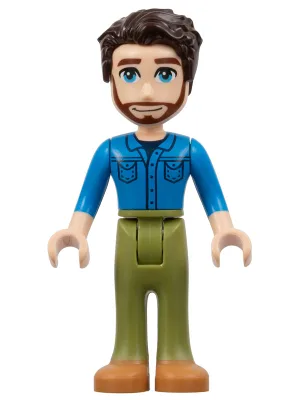 Friends Jonathan - Dark Azure Shirt, Olive Green Trousers, Medium Nougat Shoes, Dark Brown Hair