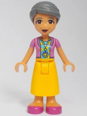 Friends Abuelita - Dark Pink Sweater Vest, Bright Light Orange Long Skirt, Magenta Shoes