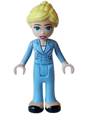 Friends Stephanie (Adult) - Bright Light Blue Suit with Pockets and Buttons, Black Shoes