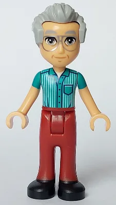 Friends Stanley - Dark Turquoise Shirt, Dark Red Trousers, Black Shoes, Silver Glasses