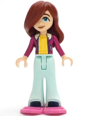 Friends Paisley - Magenta Jacket over Bright Light Yellow Sweater, Light Aqua Trousers Bell-Bottoms, Dark Pink Snowshoes