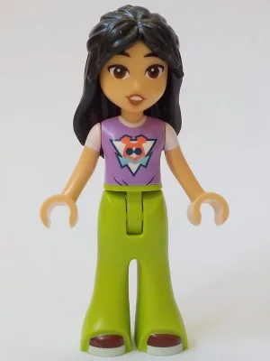 Friends Liann - Medium Lavender Top, Lime Trousers Bell-Bottoms, Dark Red Shoes, Smile with Top Teeth